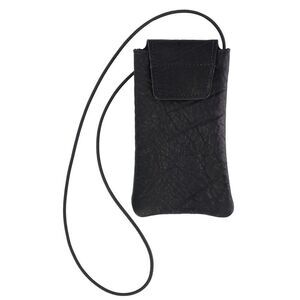 Boston Leather Textured Bison Leather Eyeglass Case with Neck String